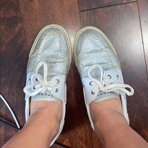 Silver sequin sperrys